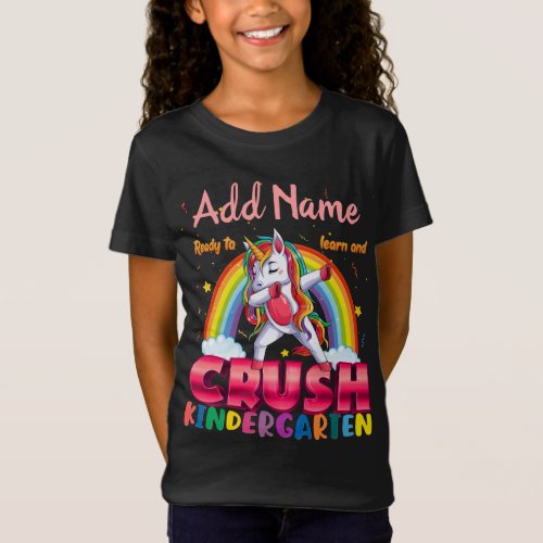 Custom Name Crush Kindergarten Dabbing Unicorn T_Shirt