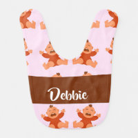 Custom name crying babies on pink baby bib
