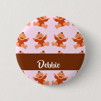Custom name crying babies on pink button