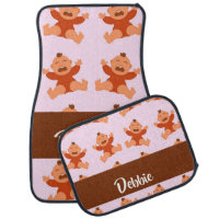 Custom name crying babies on pink car floor mat