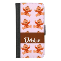 Custom name crying babies on pink iPhone 8/7 wallet case