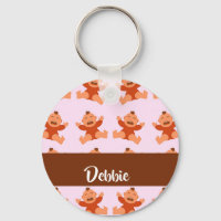 Custom name crying babies on pink keychain