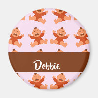 Custom name crying babies on pink magnet