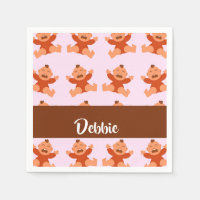 Custom name crying babies on pink napkins