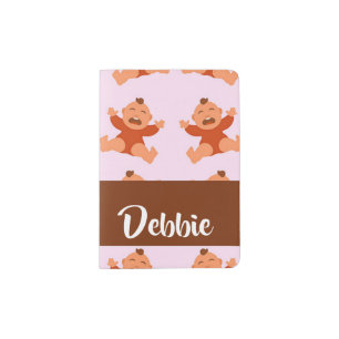 Custom name crying babies on pink passport holder