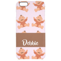 Custom name crying babies on pink clear iPhone 6 plus case