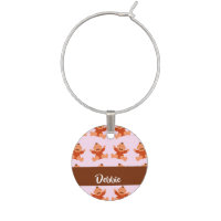 Custom name crying babies on pink wine charm
