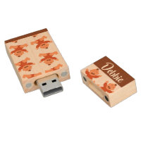 Custom name crying babies on pink wood flash drive