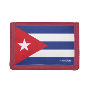 Custom name Cuba Flag Tri-fold Wallet