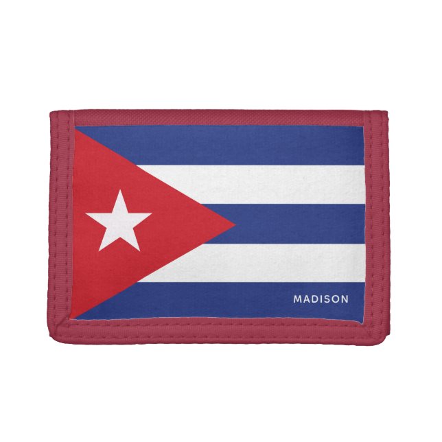 Custom name Cuba Flag Tri-fold Wallet (Front)