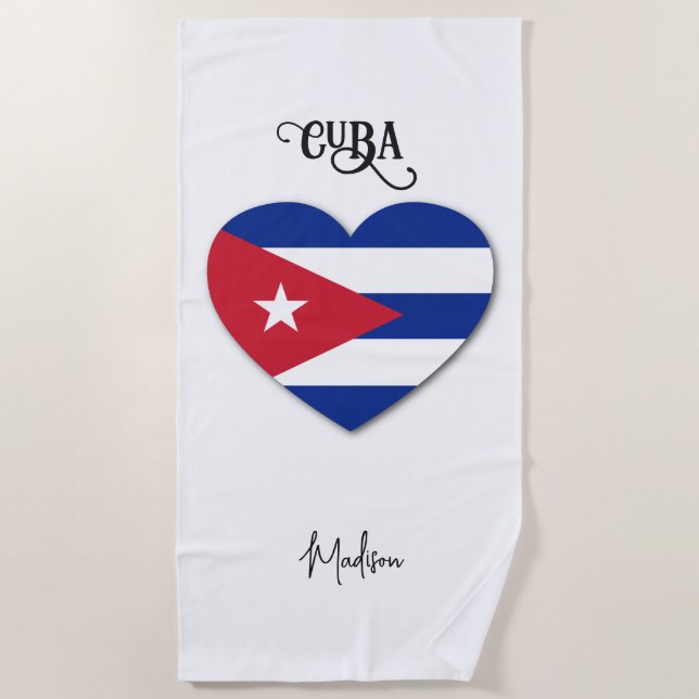Custom Name Cuba Love Beach Towel (Front)