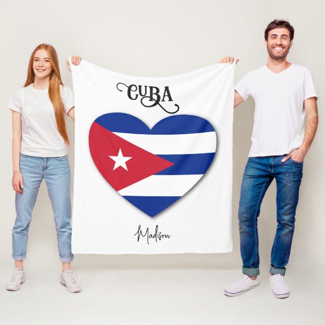 Custom Name Cuba Love Fleece Blanket (In Situ)
