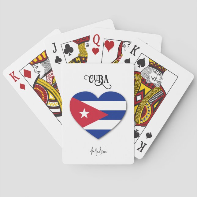 Custom Name Cuba Love Poker Cards (Back)
