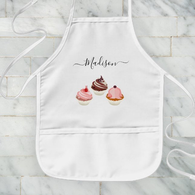 Custom Name Cupcake Party Baking Fun For Children Kids' Apron (Creator Uploaded)