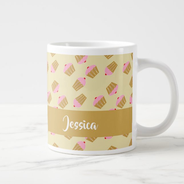 Custom name cupcakes pattern giant coffee mug (Right)