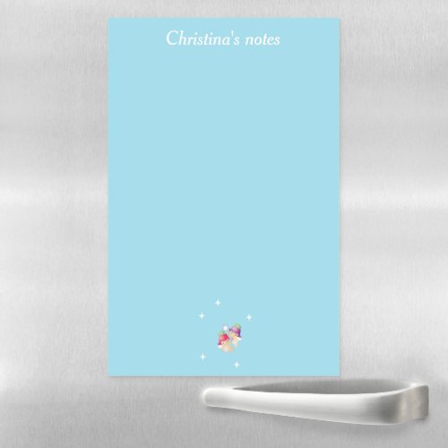 Custom name cute angels on blue magnetic dry erase sheet