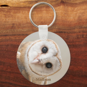 Custom Name Cute Barn Owl Keychain