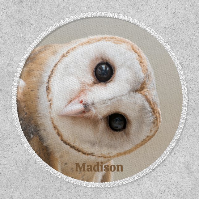 Custom Name Cute Barn Owl Patch (Front)