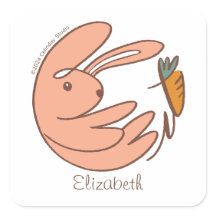 Custom Name Cute Bunny and Carrot Animal Art