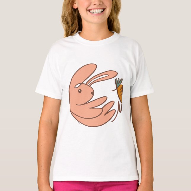 Custom Name Cute Bunny and Carrot Animal Art T-Shirt (Front)
