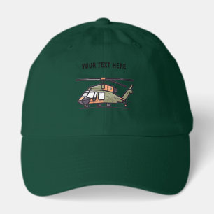 Custom Name Cute Cartoon Helicopter Aviator Dad  Hat