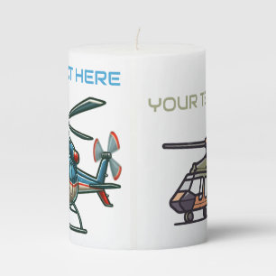 Custom Name Cute Cartoon Helicopters Nursery Pillar Candle