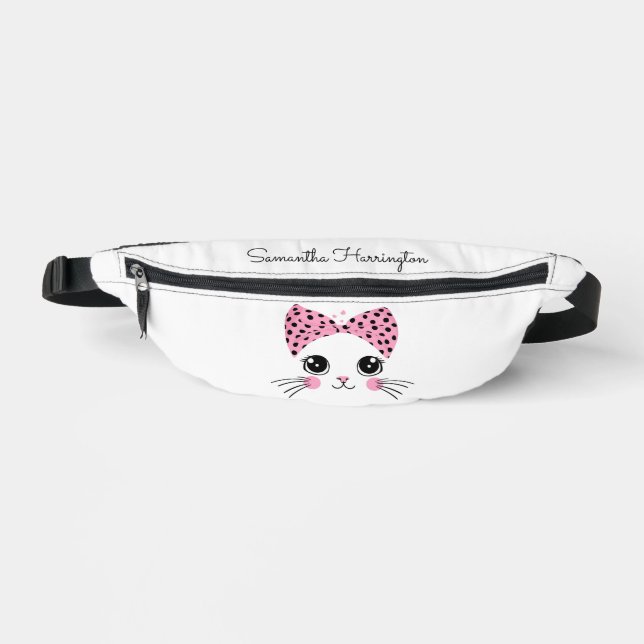 Custom Name Cute Cat Face Fanny Pack (Front)
