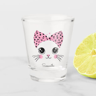 Custom Name Cute Cat Face Shot Glass