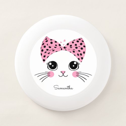 Custom Name Cute Cat Face Wham_O Frisbee