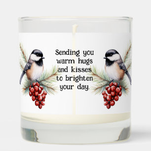 Custom Name Cute Chickadee Berry Winter Bird Scented Candle