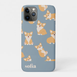 Custom Name Cute Corgi Pattern for Dog Lover iPhone 11 Pro Case