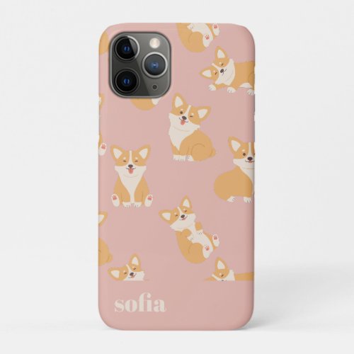 Custom Name Cute Corgi Pattern for Dog Lover iPhone 11 Pro Case