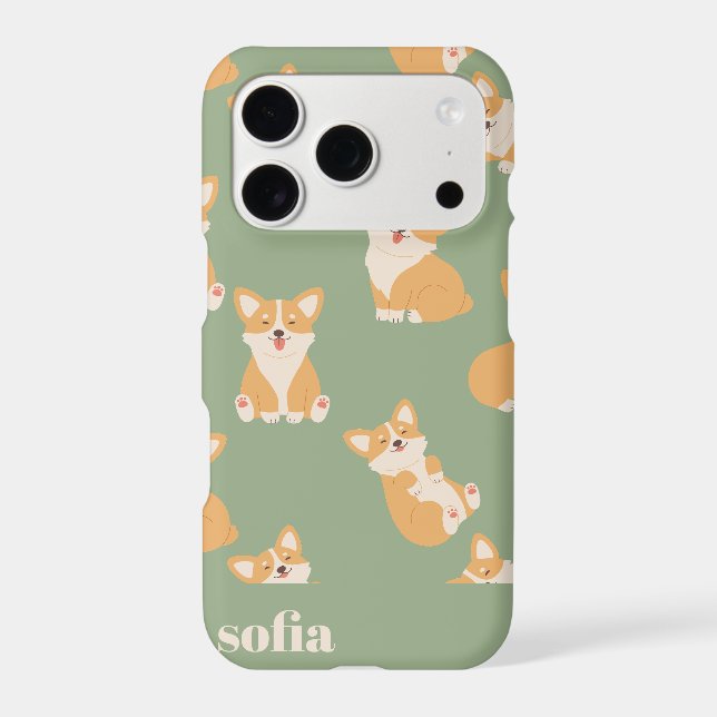 Custom Name Cute Corgi Pattern for Dog Lover Iphone Case (Back)