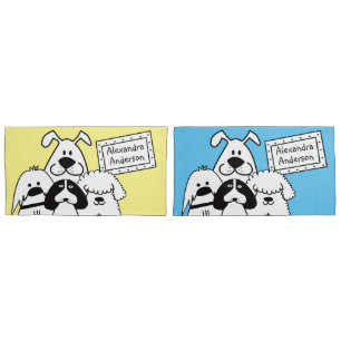 Custom Name Cute Dog Doodles Pillow Case