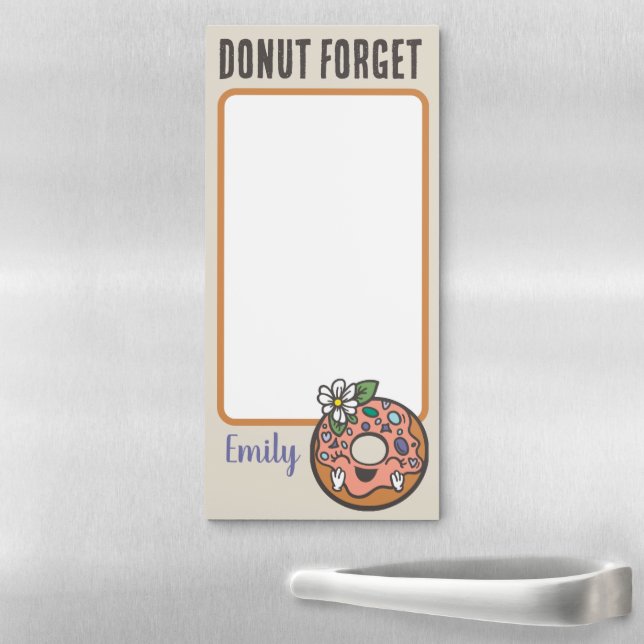 Custom Name Cute Donut Forget Magnetic Notepad (In Situ)