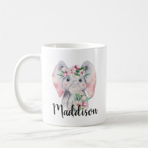 Custom Name Cute Elephant Mug Mom Nurse Teacher