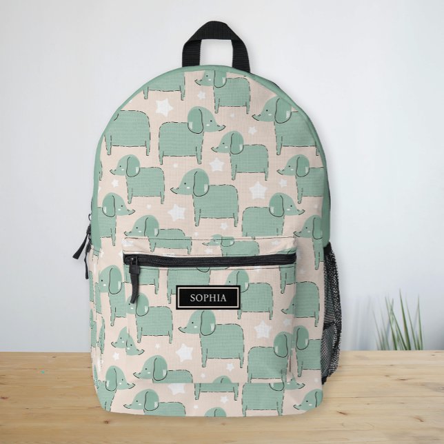 Custom Name Cute Elephant Pattern Nordic Kids Printed Backpack (Custom Name Cute Elephant Pattern Nordic Kids Printed Backpack)