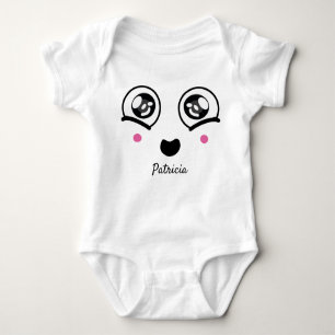 Custom Name   Cute face smile With  pink cheeks Baby Bodysuit