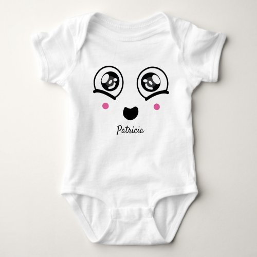 Custom Name  Cute face smile With  pink cheeks Baby Bodysuit