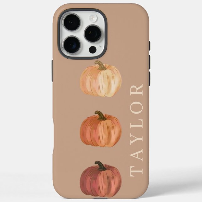 Custom Name Cute Fall Pumpkin Minimal Case-Mate iPhone Case (Back)