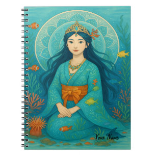 Custom Name Cute girl’s Japanese Mermaid Princess Notebook