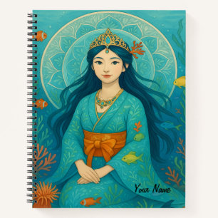 Custom Name Cute girl’s Japanese Mermaid Princess Notebook