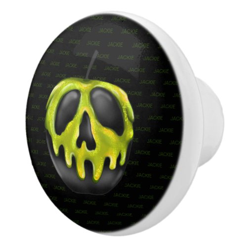 Custom name cute goth poisoned apple on black  ceramic knob