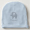 Custom name cute grey elephant baby beanie hat