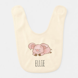 Custom Name Cute Hand Drawn Pig Gender Neutral Baby Bib