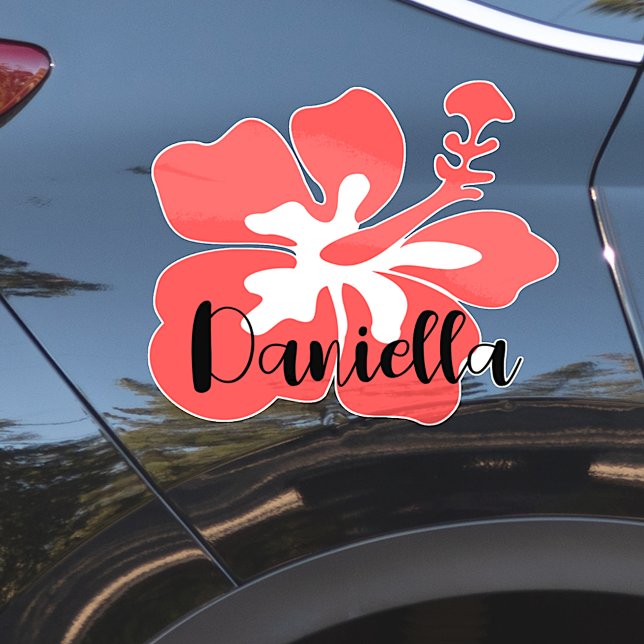Custom Name Cute Hawaiian Flower Outline Cool Sticker (Creator Uploaded)