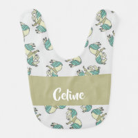 Custom name cute horses pattern baby bib