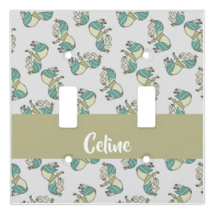 Custom name cute horses pattern light switch cover