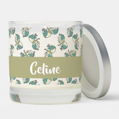 Custom name cute horses pattern scented candle