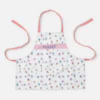 Custom Name - Cute Ice Cream Pattern Kids Apron